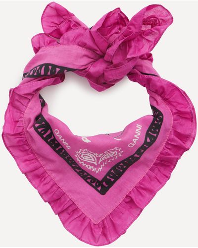Ganni Ruffled Bandana Necktie One - Pink