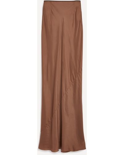 Dries Van Noten Women's Long Satin Skirt 10 - Brown