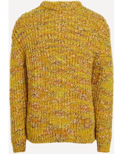 YMC Mens Granny Space Dyed Crew Neck Jumper - Yellow