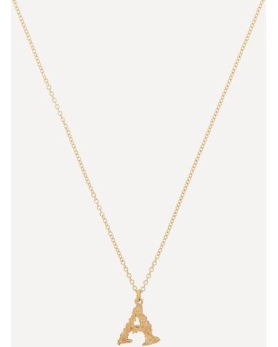 Alex Monroe 18ct Gold Teeny Tiny Floral Letter A Alphabet Pendant Necklace One Size - Metallic