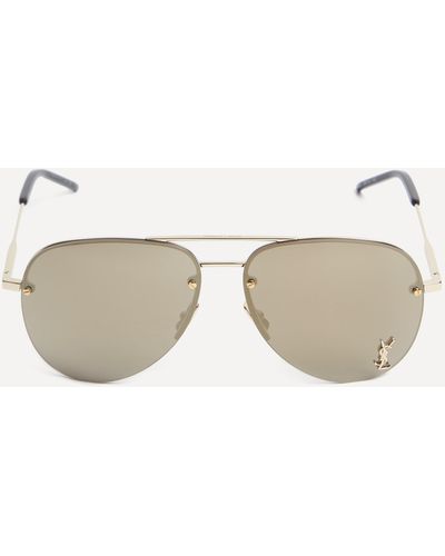 Saint Laurent Mens Aviator Metal Sunglasses One Size - Natural