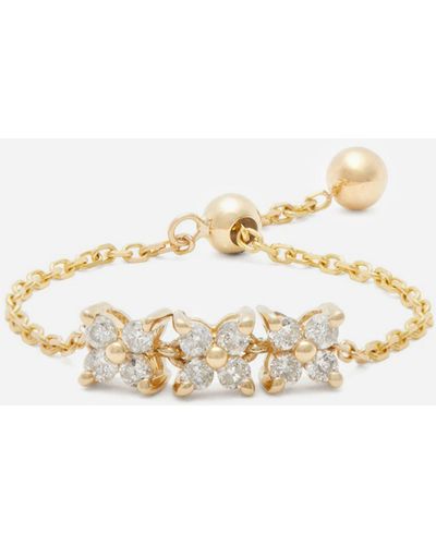 Anissa Kermiche White Gold Bront� Dore Diamond Chain Ring - Metallic
