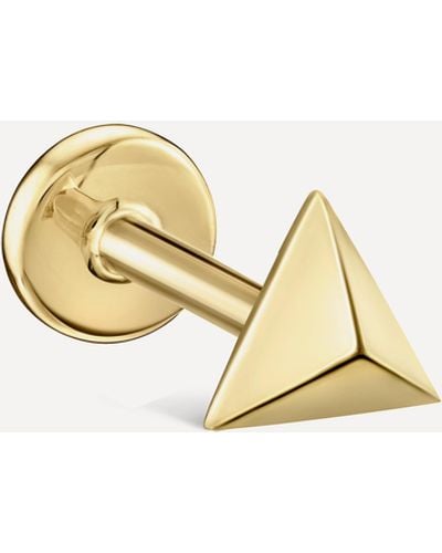 Maria Tash 14ct Gold 5mm Faceted Triangle Threaded Stud Earring - Metallic