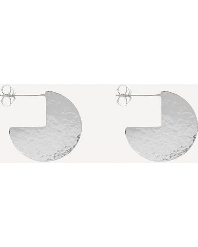 Studio Adorn Sterling Silver Circle Cut Out Hammered Disc Earrings One - White
