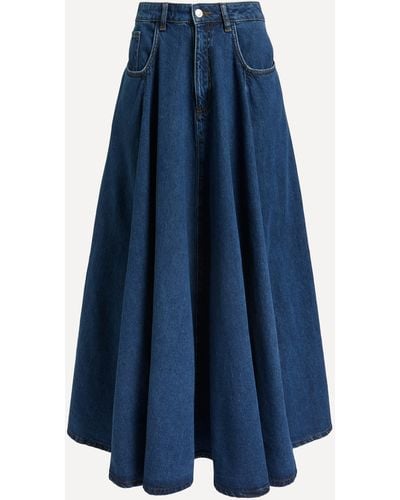ALIGNE Women's Luna Volume Denim Maxi-skirt 10 - Blue