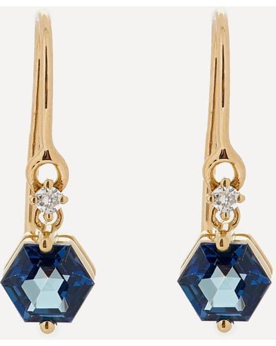 Suzanne Kalan 14ct Gold Blue Topaz And Diamond Drop Earrings - White