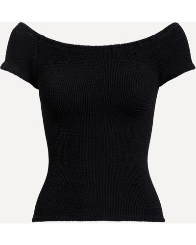 Hunza G Women's Grace Off-the-shoulder Crinkle Top One Size - Black