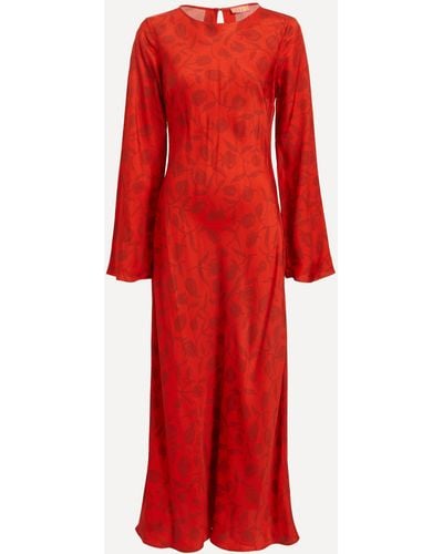 Kitri Women's Keira Red Tulip Print Maxi-dress 6