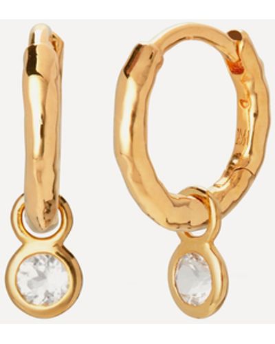 Monica Vinader Gold Plated Vermeil Silver Mini White Topaz Huggie Hoop Earrings One Size