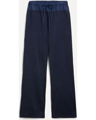 Paloma Wool Women's Olga Loose Linen Striped Drawstring Trousers - Blue