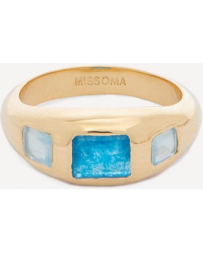 Missoma 18ct Gold-plated Good Vibes Triple Gemstone Statement Ring - Blue