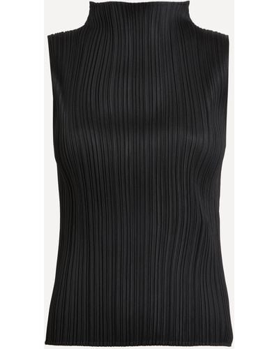 Pleats Please Issey Miyake Women's Basics Pleated Roll Neck Vest 3 - Black