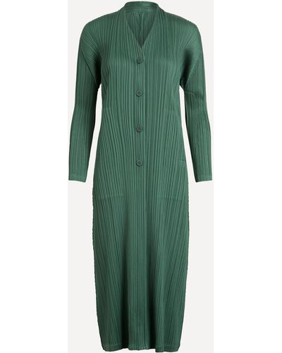 Pleats Please Issey Miyake Women's Monthly Colours December Long Coat 4 - Green