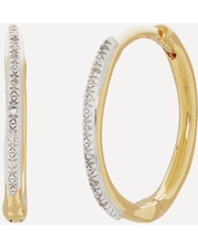 Monica Vinader 18ct Gold Plated Vermeil Silver Riva Wave Hoop Earrings - Natural