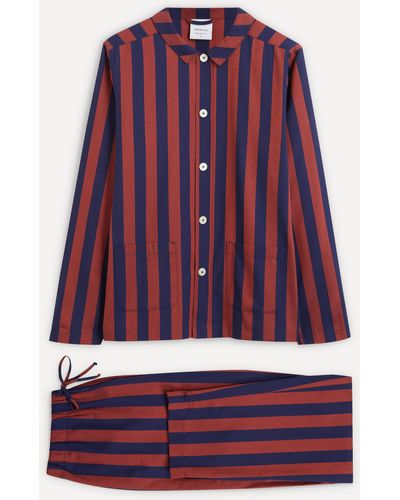 Nufferton Mens Uno Blue And Red Striped Pyjamas - Purple