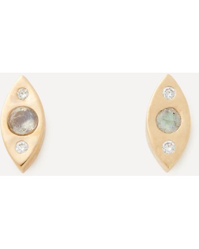 Melissa Joy Manning 14ct Gold Mini Diamond And Quartz Stud Earrings One Size - Natural