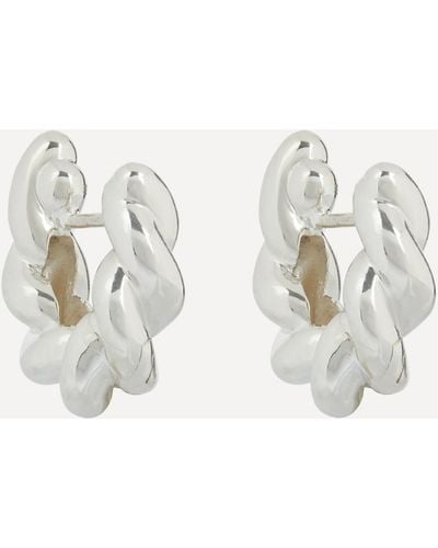 Annika Inez Sterling Silver Small Twine Hoop Earrings One Size - White