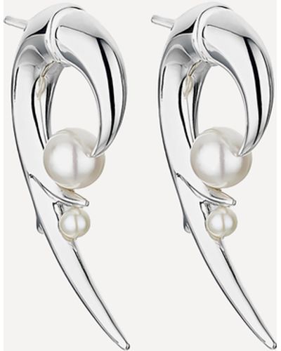 Shaun Leane Silver Cherry Blossom Pearl Hook Earrings One Size - Metallic