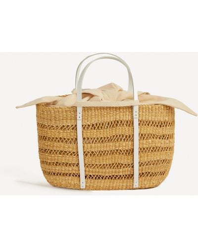 Muuñ Women's Large Andrea Straw And Cotton Basket Bag - White