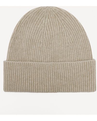 Christys' Ribbed Cashmere Beanie Hat - Natural