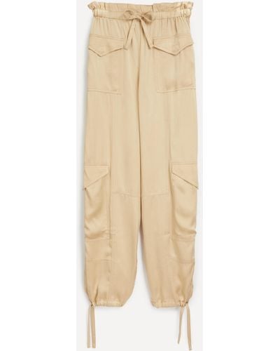 Ganni Women's Washed Satin Pocket Trousers 6 - Natural