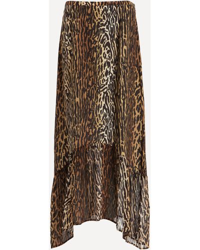 RIXO London Women's Leandra Bohemia Leopard Skirt - Natural