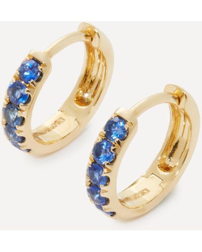 Andrea Fohrman 14ct Gold Blue Sapphire Pave Huggie Hoop Earrings One Size - White