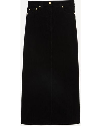 Ganni Women's Long Washed Corduroy Skirt 10 - Black