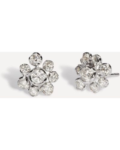 Annoushka 18ct White Gold Marguerite Large Diamond Flower Stud Earrings One - Metallic
