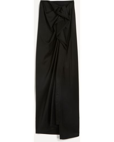 Dries Van Noten Women's Draped Ruffle Maxi-skirt 14 - Black