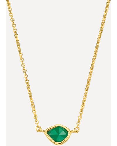 Monica Vinader Gold Plated Vermeil Silver Siren Green Onyx Mini Nugget Pendant Necklace - Metallic