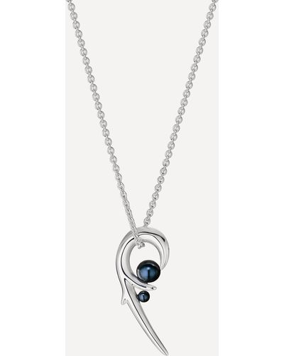 Shaun Leane Silver Hooked Black Pearl Pendant Necklace - White