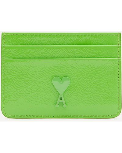 Ami Paris Women's Patent Leather Card Holder - Green