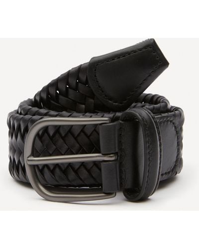 Anderson's Mens Woven Leather Belt - Black