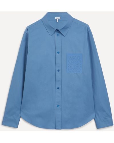 Loewe Mens Cotton Twill Anagram Shirt 42 - Blue
