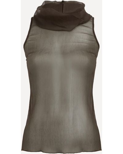 Paloma Wool Women's Merlin Sheer Silk Roll-neck Top Xs - Green
