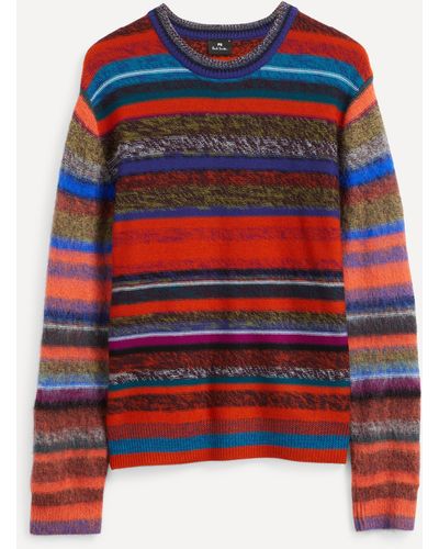 PS by Paul Smith Mens Painted Stripe Sweater - Red