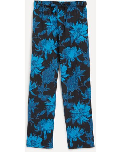 Desmond & Dempsey Mens Tapered Night Bloom Pyjama Trousers 2 - Blue