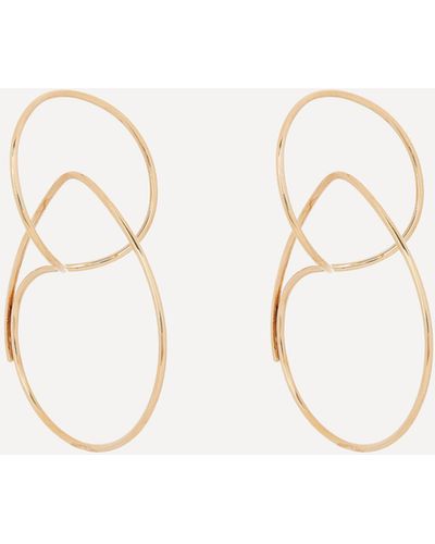 Hirotaka 10ct Gold Small Floating Double Hoop Earrings - Natural