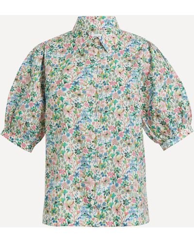 Liberty Women's Dreams Of Summer Tana Lawn Cotton Puff-sleeve Shirt - Blue