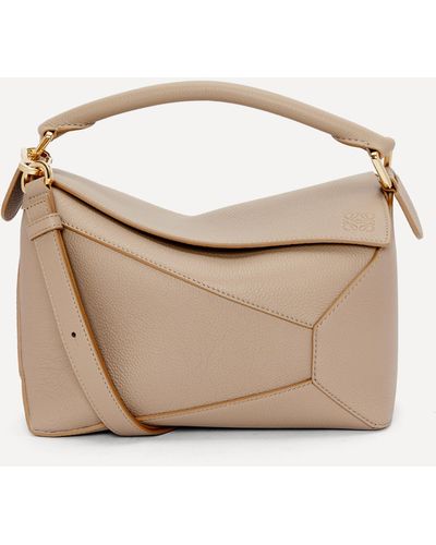 Loewe Small Puzzle Leather Shoulder Bag - Natural
