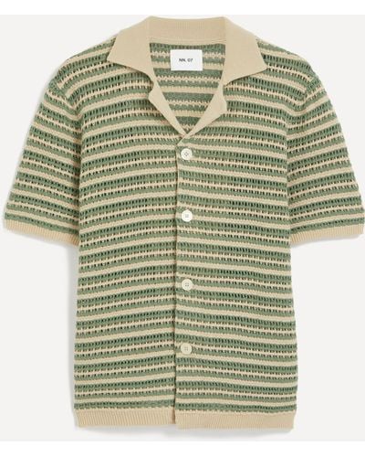 NN07 Mens Henry 6636 Open-collar Polo Shirt - Green