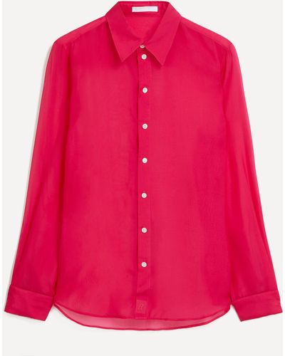 Helmut Lang Women's Magenta Sheer Silk-chiffon Shirt - Pink