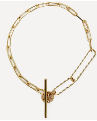 Otiumberg Gold Plated Vermeil Silver Two Chain Paperclip Bracelet - White