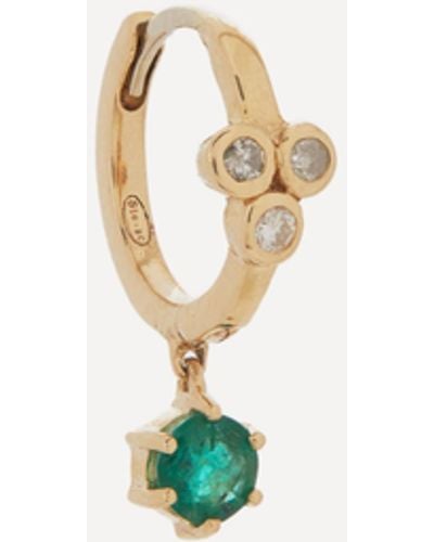 Pascale Monvoisin 9ct Gold Mira No 2 Emerald Huggie Hoop Earring - White