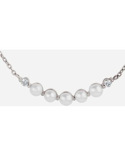 Dinny Hall 14ct White Gold Shuga Pearl And Diamond Bar Pendant Necklace - Metallic