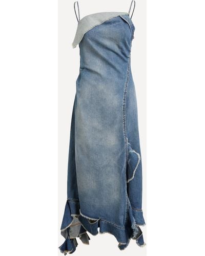 Acne Studios Women's Ruffle Strap Denim Dress 8 - Blue