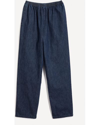 Eskandar Women's Regular Denim Trousers - Blue
