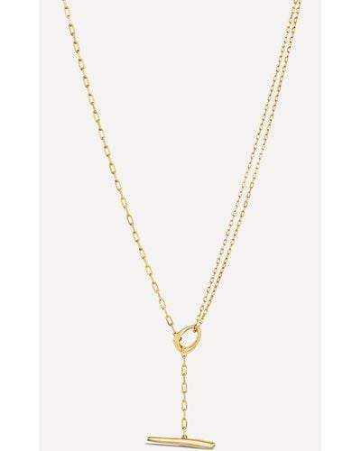 Dinny Hall 22ct Gold-plated Vermeil Silver Thalassa Faceted Small T-bar Lariat Pendant Necklace - White