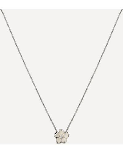 Shaun Leane Silver And Diamond Cherry Blossom Pendant Necklace One - Metallic